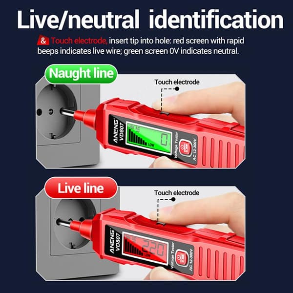 Smart induktionstesterpen AC 12-300V spændingstester NCV-sensor red