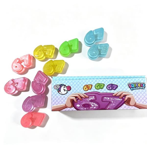 Nummer 67 TPR Leksak Transparent Glitter Fidget Toy Green