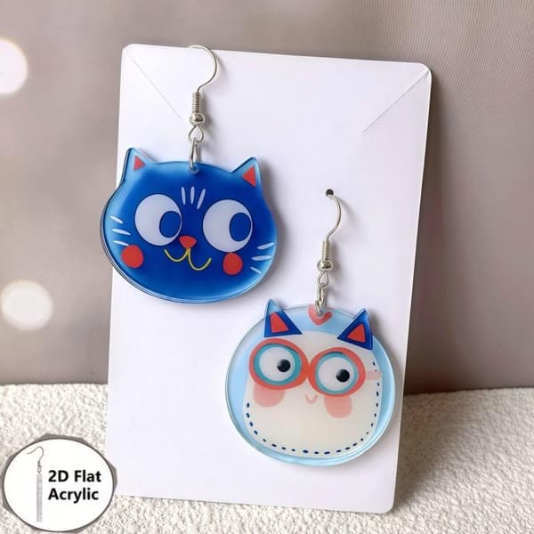 2D Flade Akryl Dingleøreringe til Kvinder Blomsterdyr Dråbeøreringe A12