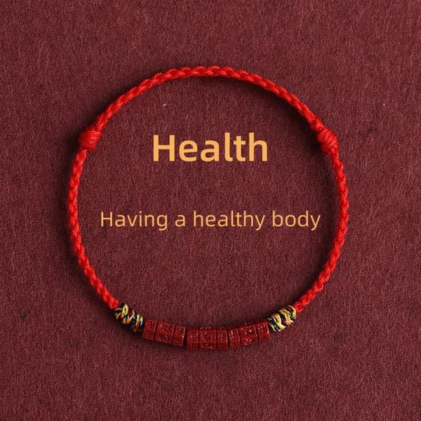 Handgjorda röda rep pärlor armband lycka hälsa amulett handledsband 02