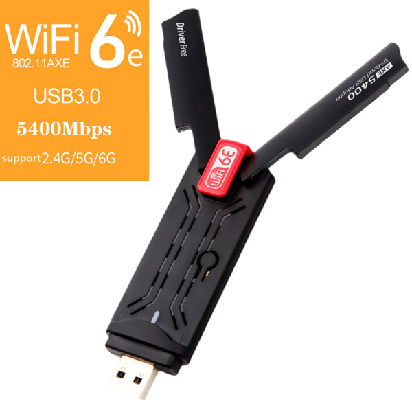 AX5400M USB Wifi6E Adapter 2,4G&5G&6GHz USB 3.0 Wifi 6-mottaker Black