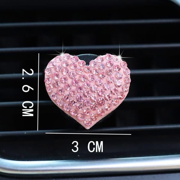 2 stk/sett Hjerteformet Bil Luftuttak Parfymeklips Rhinestone Bil Pink