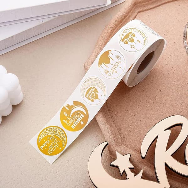 500 STK EID Mubarak Rullestickers Ramadan Kareem Gaveemballage C