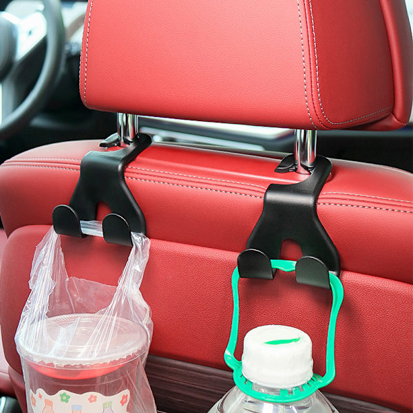 Uusi Double Head auton takaistuimen koukut Niskatuen ripustin Käsilaukku Black