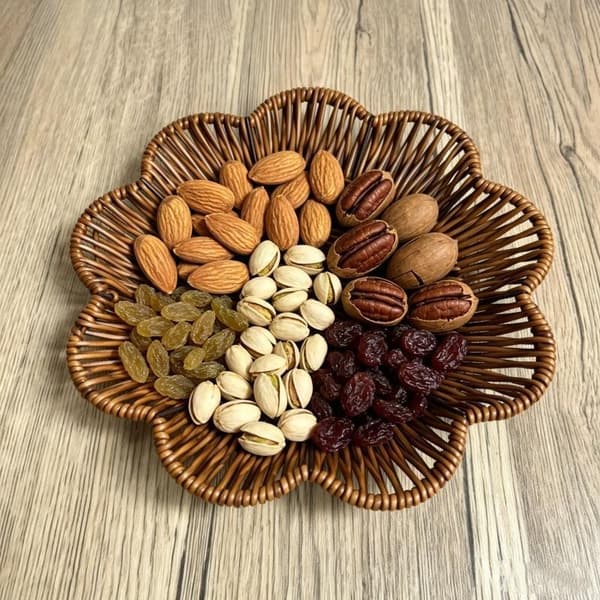 Handvävd frukostbrödkorg Tallrik Serveringskorg R 28cm