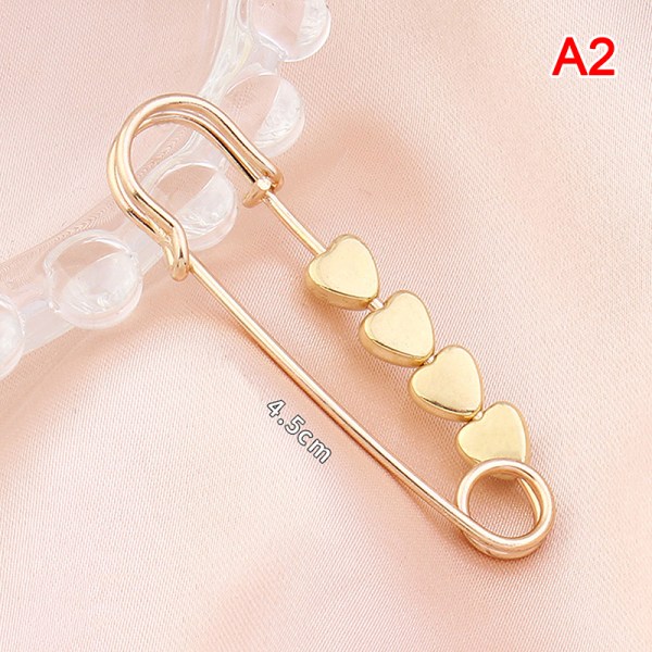 Justering Justerbar Gold Brosch Heart Star Fasta kläder Wais A2