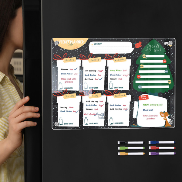 Akryl kjøleskapsmagnet klistremerke Kalendertavleplan Gjenbrukbar 361/S