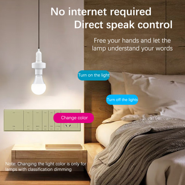 1st Offline ligent Voice Lamp Head Socket Adapter E27 LED-lampa