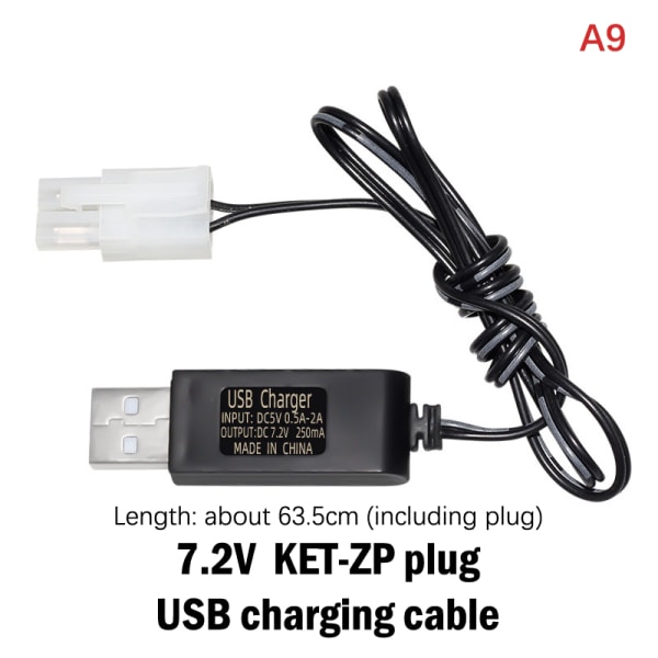 3,6V 4,8V 6V 7,2V NiMH batteri USB-lader for fjernkontroll A9