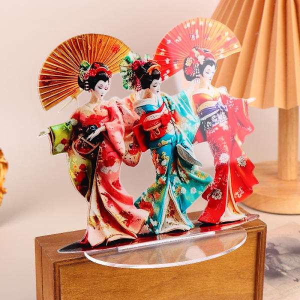 Tradisjonell Geisha Lett Akrylstatue Kontorpynt
