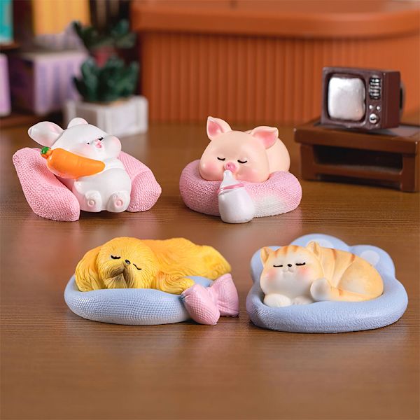 Minihahmot Nukkuva kissa Possu Koira Hartsikäsityöt Miniature Lan 4