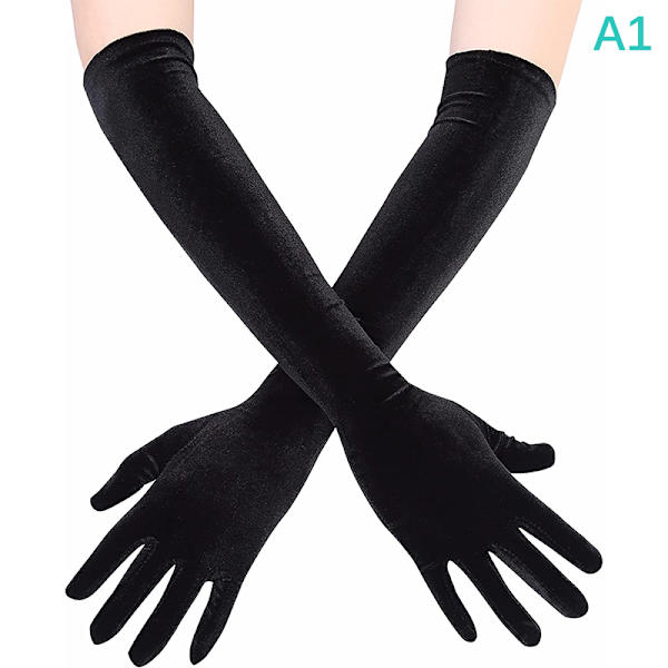 53cm Kall Varm Gyllene Sammet Polyester Handskar Klänning Bröllop Glo A4
