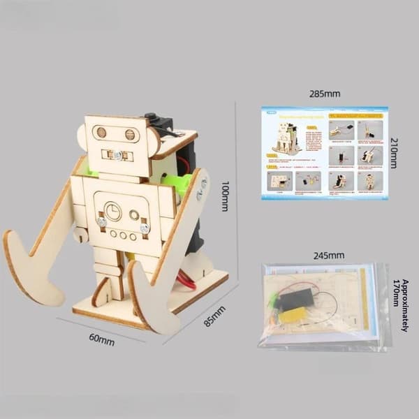 1 sæt DIY trægående robotmodelsæt til børn pædagogisk STE