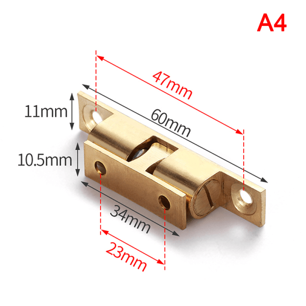 1 STK Messing Touch Beads Lås Dør Fjærklemme Skapdørlås Gold 60mm