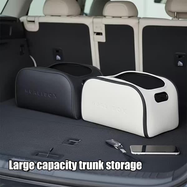 Luksuriøs multifunktionel opbevaringsboks til bil i læder A3