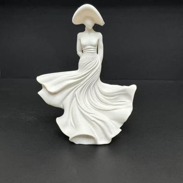 Dansende Dame Statue Flytende Skjørt Stueinnredning Gave Til Kvinner White
