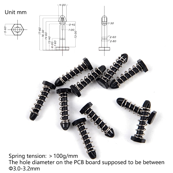10 kpl 17,6 mm 13,8 mm muovinaula Southbridge Northbridge Coolin Black 17.6