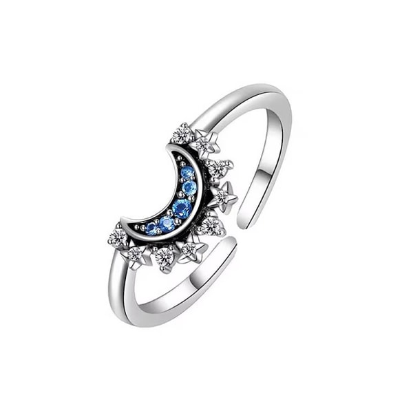 Trendig zinklegering Sparkling Sun Moon öppning justerbar ring A2