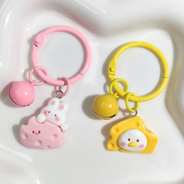 Cartoon Cheese Key Chain Duck Cheese Pendant Keyring Bag Charm C