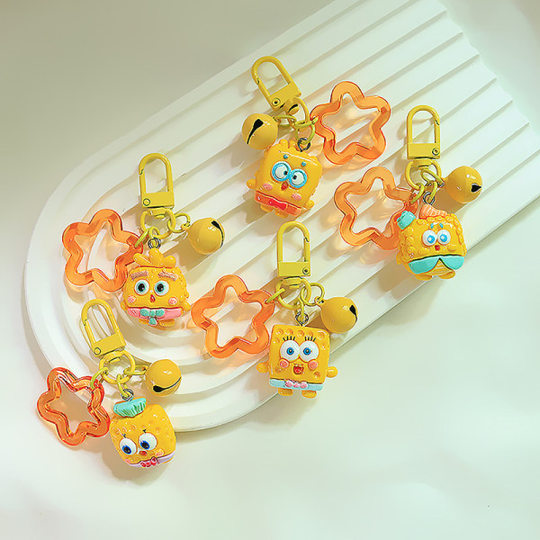 Sponge Baby lite anheng med fem spiss stjerne nøkkelring for barn A4