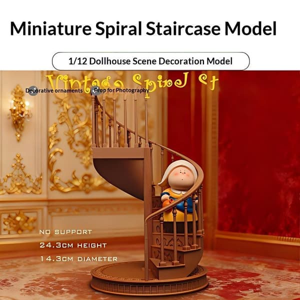 Miniatyr Spiraltrappa Modell Dockhus Europeisk Stil Möbler White