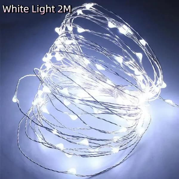 2M 5M 10M Kobbertråd LED Batteriboks Fe-lyskæde Til C White 2M