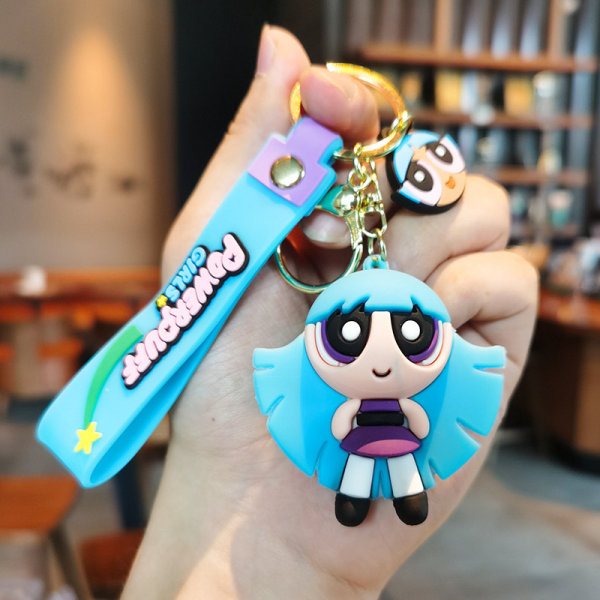 Creative Cartoon Anime nøkkelring Powerpuff Girls Doll Car Key Sc Green