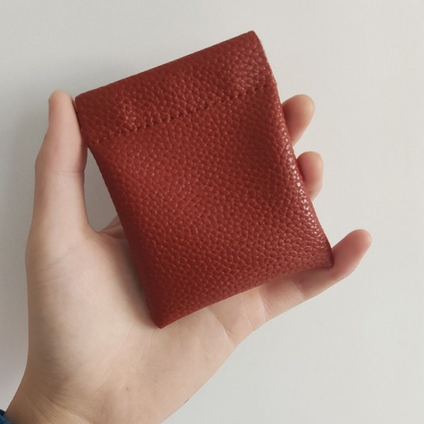 Pu Læder Møntpung Kvinder Mænd Mini Kort Pung Taske Key Headp Brown