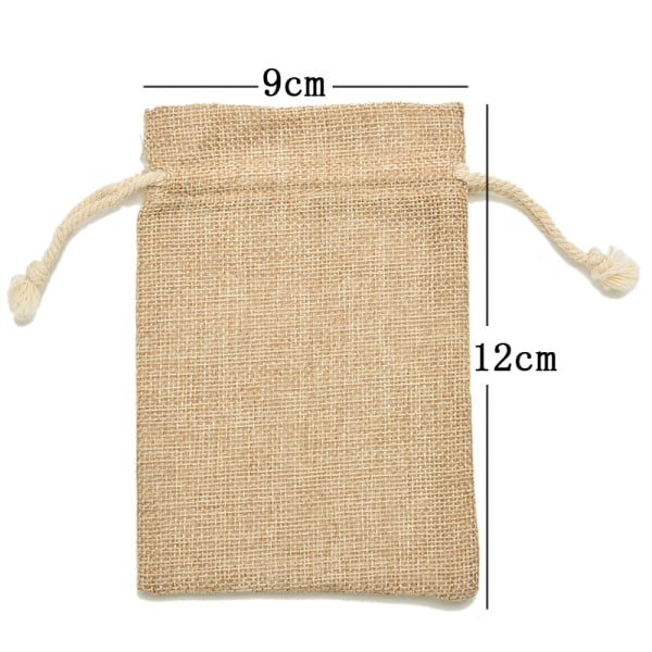 Mini Rustikk Burlap Pouch Sack Snøring Tie Bag Bryllupsfest