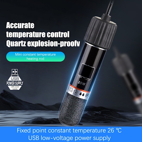 USB Mini Aquarium Varmestang for liten fisketank 26°C Konstant