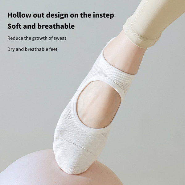 1Par Pilates-sokker for kvinner Ryggløs Anti-Slip Pustende Yoga So A5