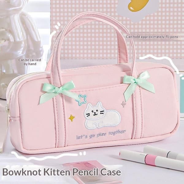 e Bow Kitten Pennväska Bärbar Broderi Högt Värde Liten Fr Pink