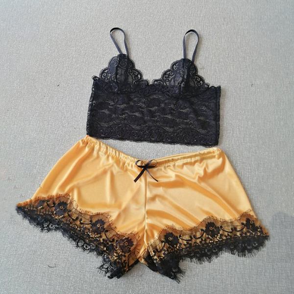 Sexy blondepyjamas Nattkjole Hjemmeklær Topper og shortser for kvinner Red M