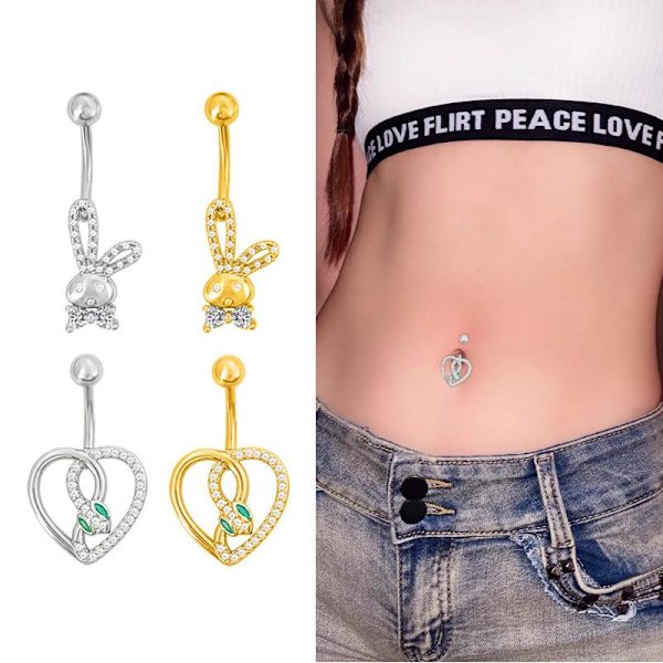 Mode Krystal Rhinestone Navlepiercinger Rustfrit Stål S A14