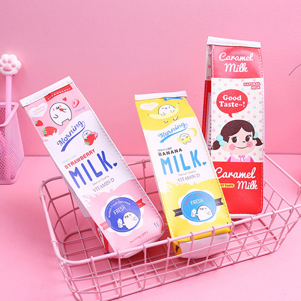 Cartoon Milk Box case suurikapasiteettinen kynärasia A2