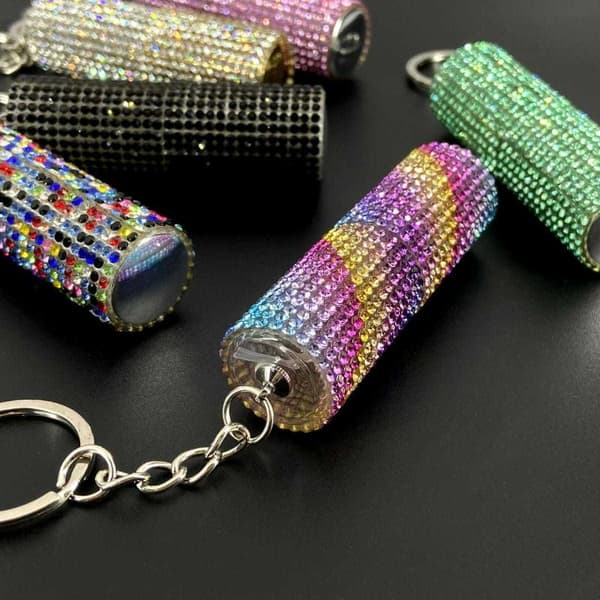 1 stk luksus rhinestone 5 ml parfyme underflaske nøkkelring trykkspray A2