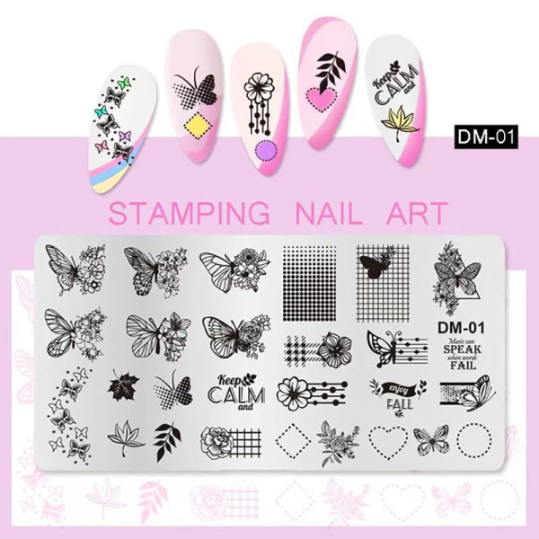 Nail Stempling Plater Utskrift sjablong Manicuring Art Stamp DM1