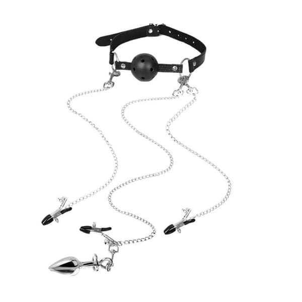 Munkorg Nipple Clamp Klitorisklämma Anal Butt Plug Med Kedja A2