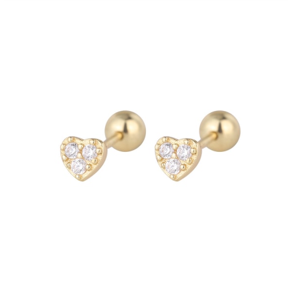 1 Par Mini Hearts Ear Bone Nail Spiral Stud örhängen för kvinnor Gold