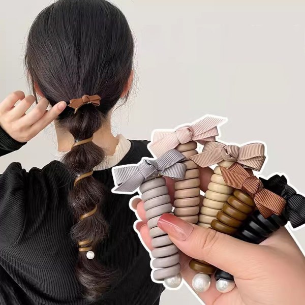 Bowknot flettet telefontrådshårbånd Gray