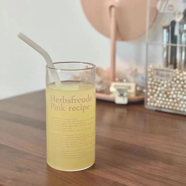 Glass Tumbler n Style Englanti Letter lasimuki lämmönkestävä W Pink