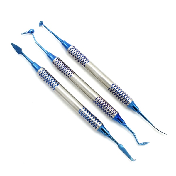 6Pc Dental Composite Resin Fyldningsspatel Titaniumbelagt hoved Blue