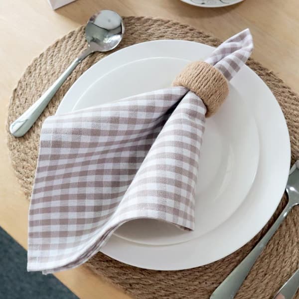 Gingham Servett 45cm X 45cm Bomull Liten Rutig Tyg Bordsservett A2
