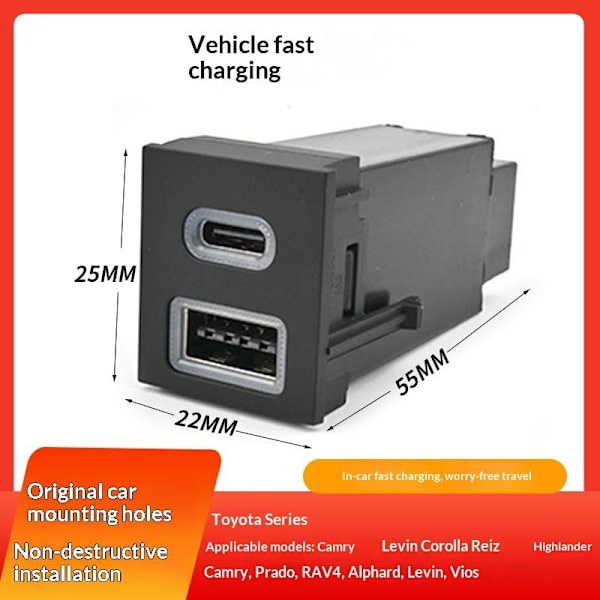 Til RAV4 USB Biloplader PD QC3 0 Hurtigoplader Til Lighter Rig A4