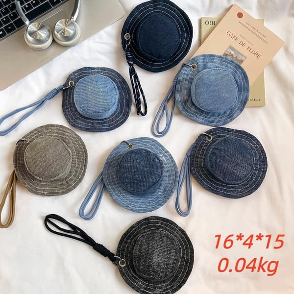 Denim Mini Hat Formet Pung Bærbar Pengepung e Nyhedshoved A3