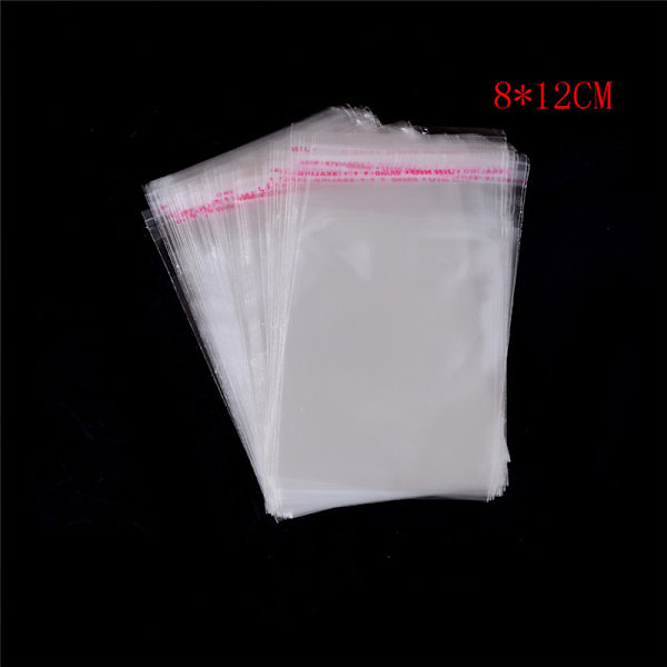 100 stk/pose OPP Clear Seal Selvklebende plastsmykker Hjem Pa 8*12CM