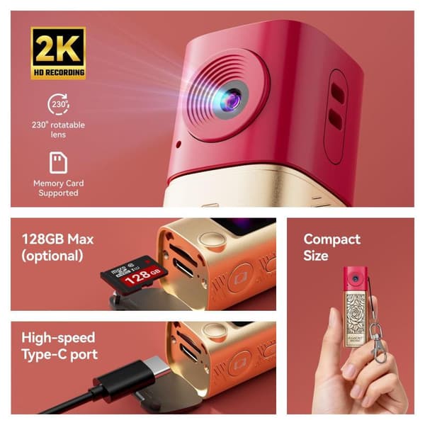 2K HD Bærbart Sports Camcorder Tommelfinger Mini Læbestift Kamera Til A2