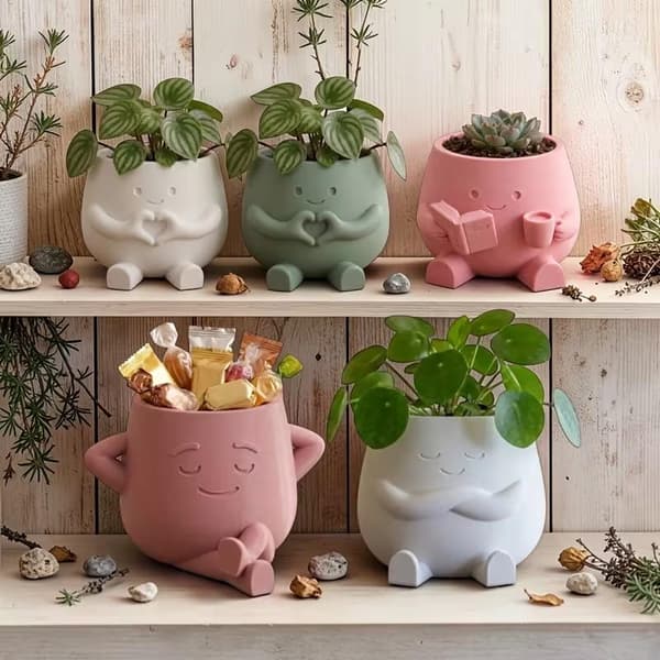 Blomsterpotte e Harpiks Blomsterhoved er Unikke Sidde Stole Potter A6