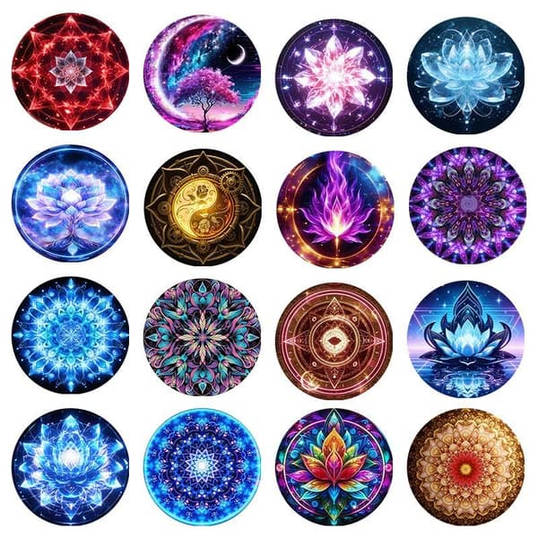 16 Mønstre Dekorativ Lampe - Måne Kirsebærblomst Mandala Projeksjon Beige