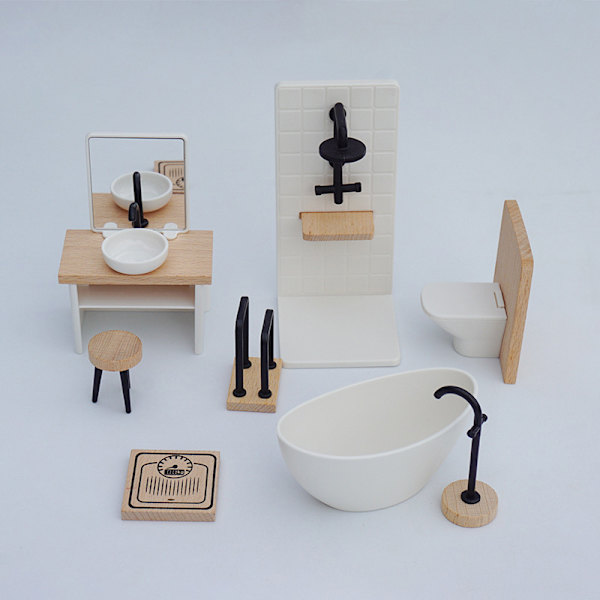 1/12 Dollhouse pesuallas WC-malli Dollhouse Mini Bathro A4
